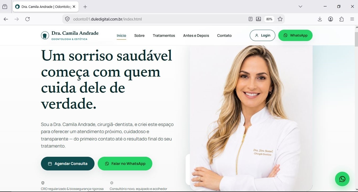 Site Institucional para Dentistas com Painel do Cliente – Plano Bronze