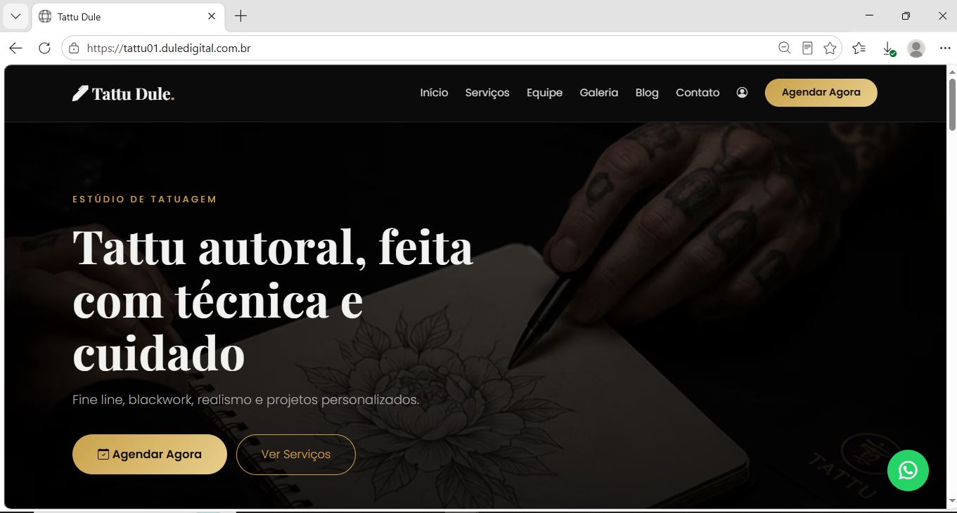 Site Ouro para Estúdios de Tatuagem